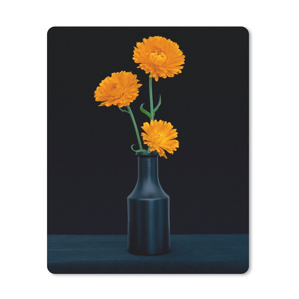 MuchoWow Mauspad Mousepad Vase - Blumen - Orange 30x40 cm - Mousepads - Maus Mat - Pad - Mausunterlage - Mausmatten
