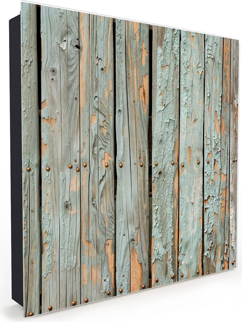 Nachbildung-Schlüsselkasten, Magnetpinnwand und Memoboard mit Glasfront Motiv Verwitterte Holzbretter