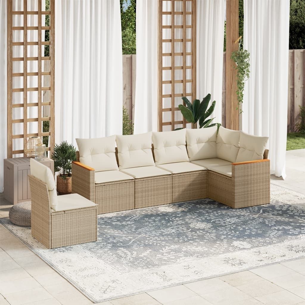 Maison Exclusive - 6-tlg. Garten-Sofagarnitur mit Kissen Beige Poly Rattan