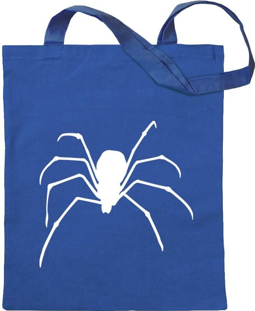 Kiwistar - Baumwolltasche - royalblau - Spinne Spider Silhouette 2 - Tragetasche Stoffbeutel Umhängetasche Langer Henkel