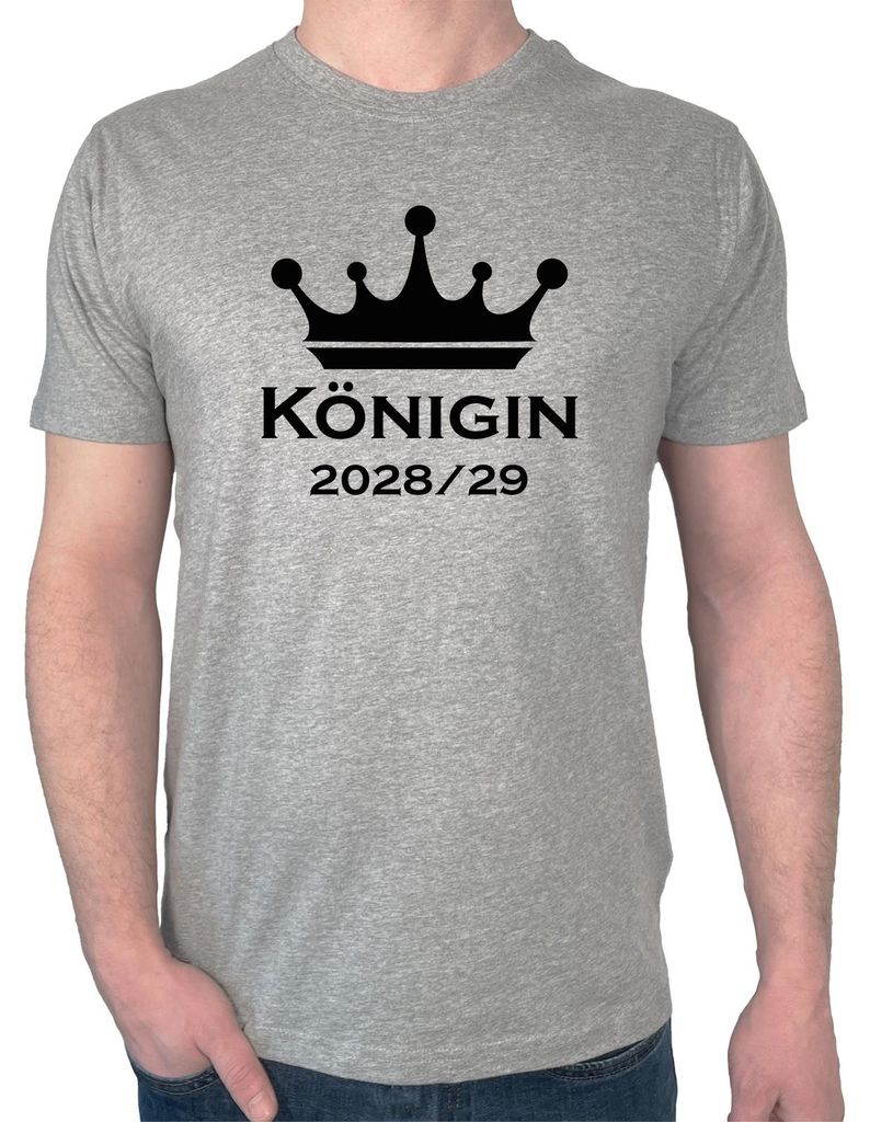 Huuraa Herren T-Shirt Königin 2028/29 Krone Schüztenkönigin XXL Sport Grey Bio Baumwolle Fairtrade Herrenshirt Geschenkidee