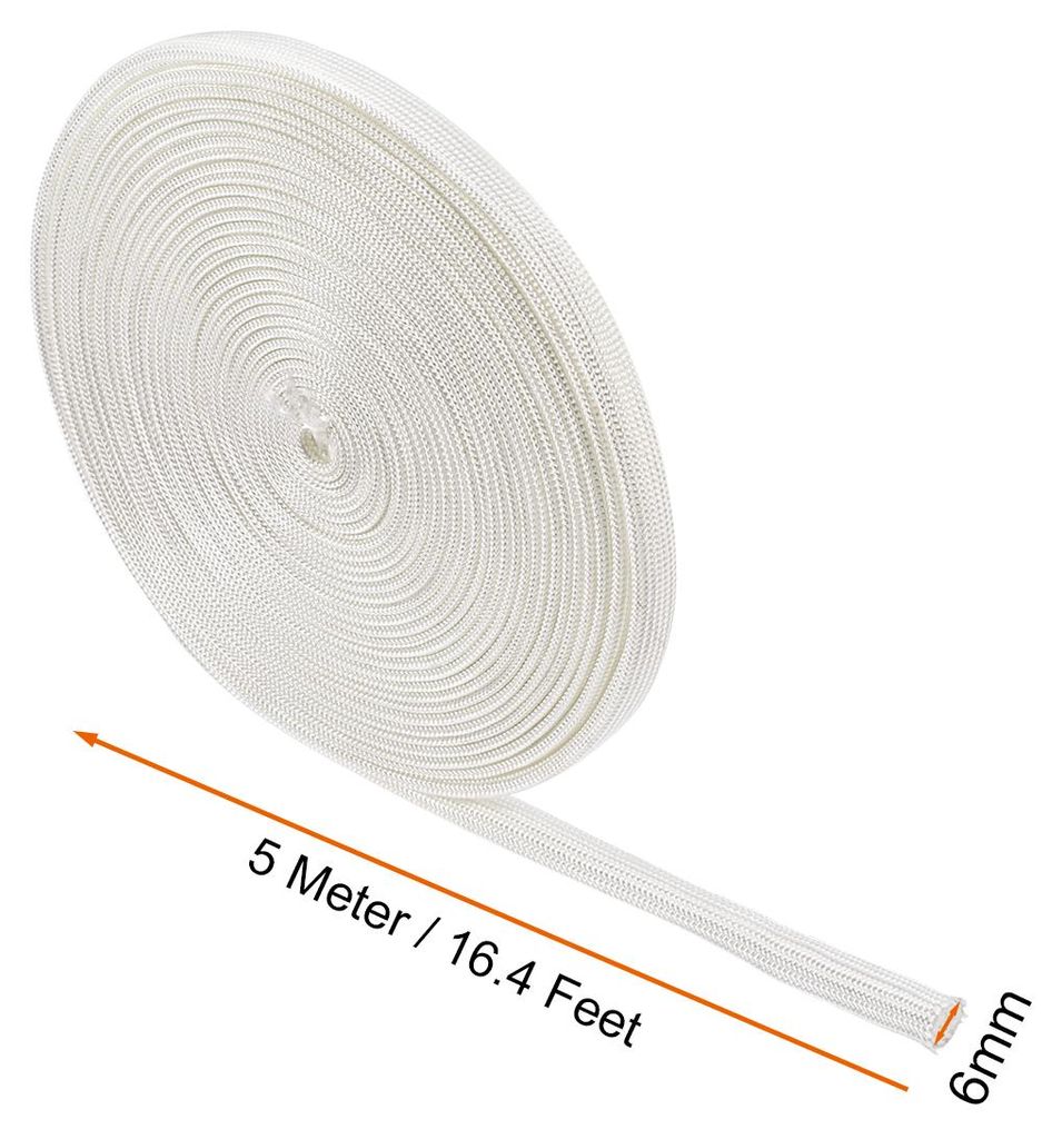 5m Kabelschlauch Wei? Gewebeschlauch 6mm Innendurchmesser Kabelschutzschlauch Selbstschlie?end 0.3mm Dicke Gewebter Kabelmantel fš¹r Kabelmanagem...
