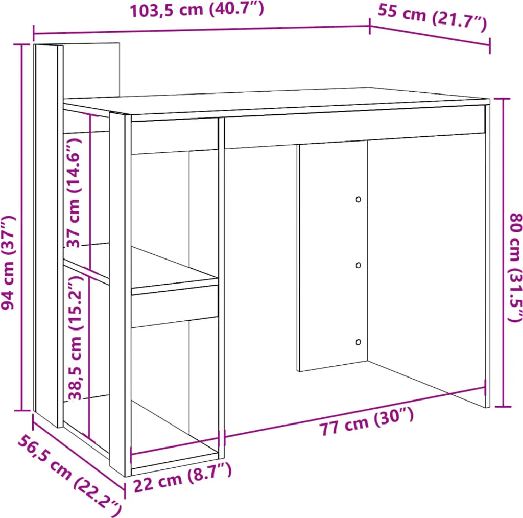 SYFAX™ Scrivania Grigio Sonoma 103,5x56,5x94 cm | Scrivania Ufficio Robusta - 8