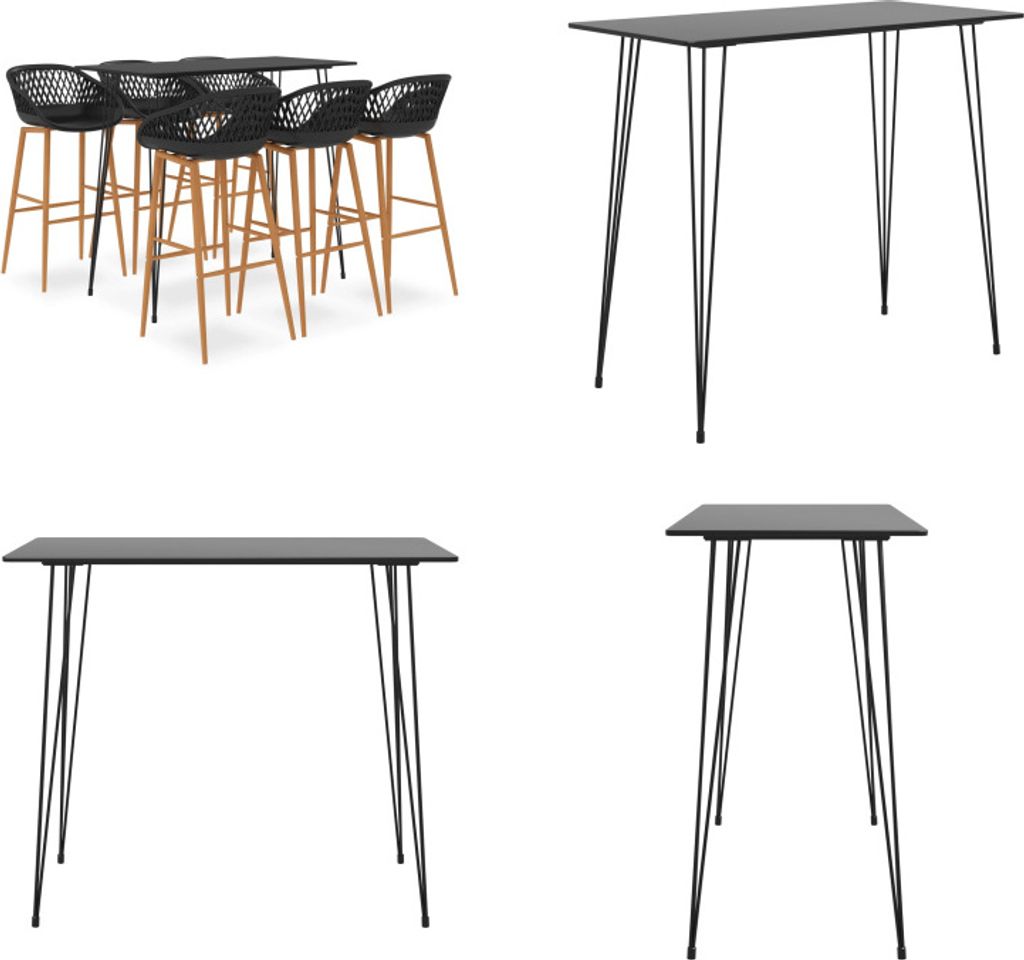 vidaXL 7 tlg. Bar Set Schwarz - Bar-Set - Bar-Sets - Bartisch Mit Barhocker - Bartische Mit Barhocker