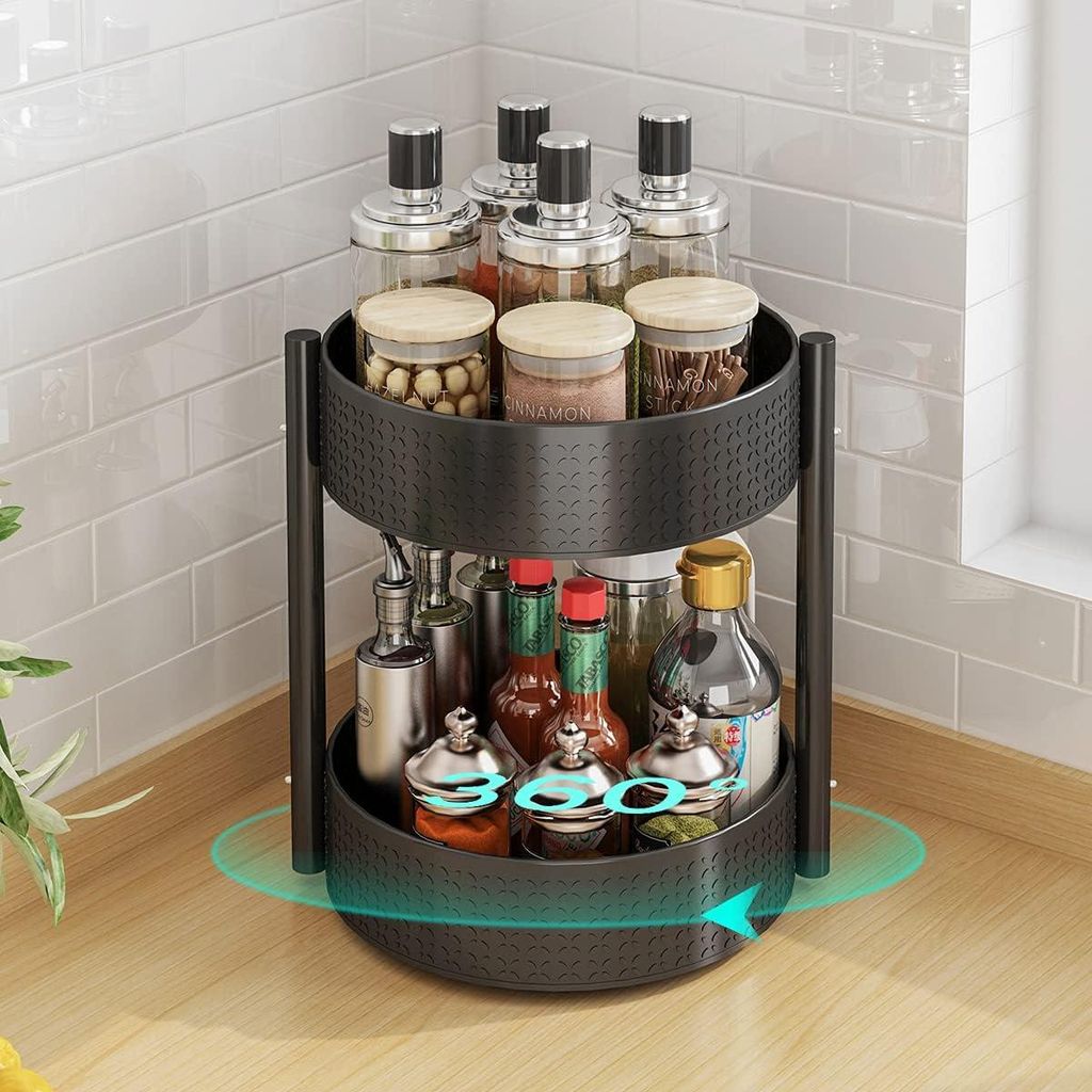 Gewš¹rzregal Drehbar Drehteller Organizer Schwarz Kš¹chenregal aus Kohlenstoffstahl Lazy Susan Gewš¹rzrondell Kš¹chen Organizer Gewš¹rzst...