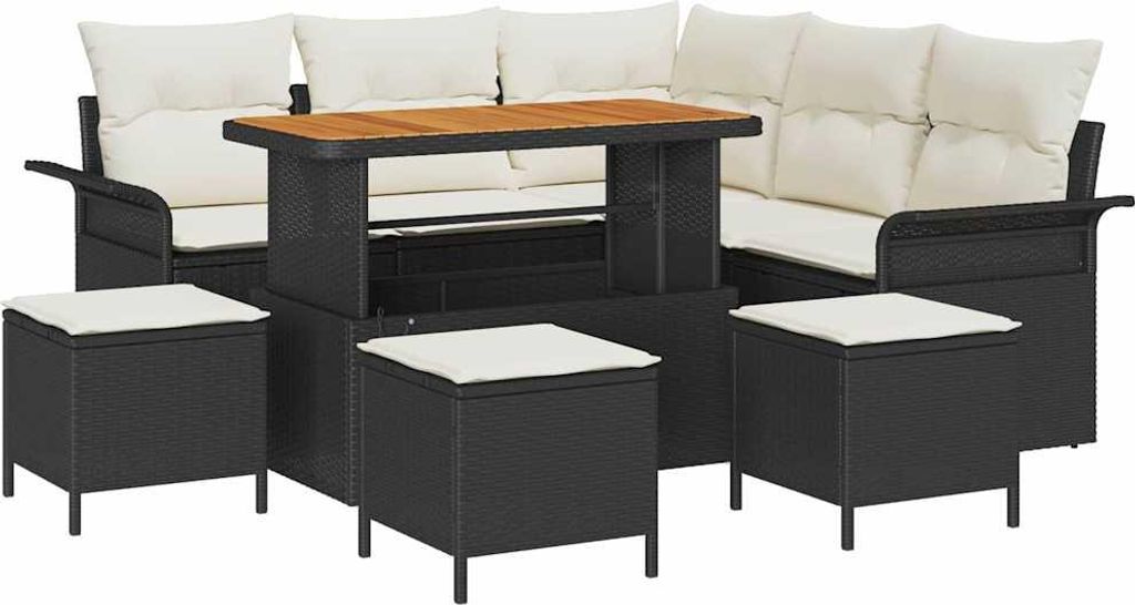 "im Sonderangebot" Garten-Sofa-Set - elegantes Design - Sitzgruppe mit Sofa, Tisch - 9 pcs Schwarz Poly-Rattan - Terassenmöbel DEMöbel938356