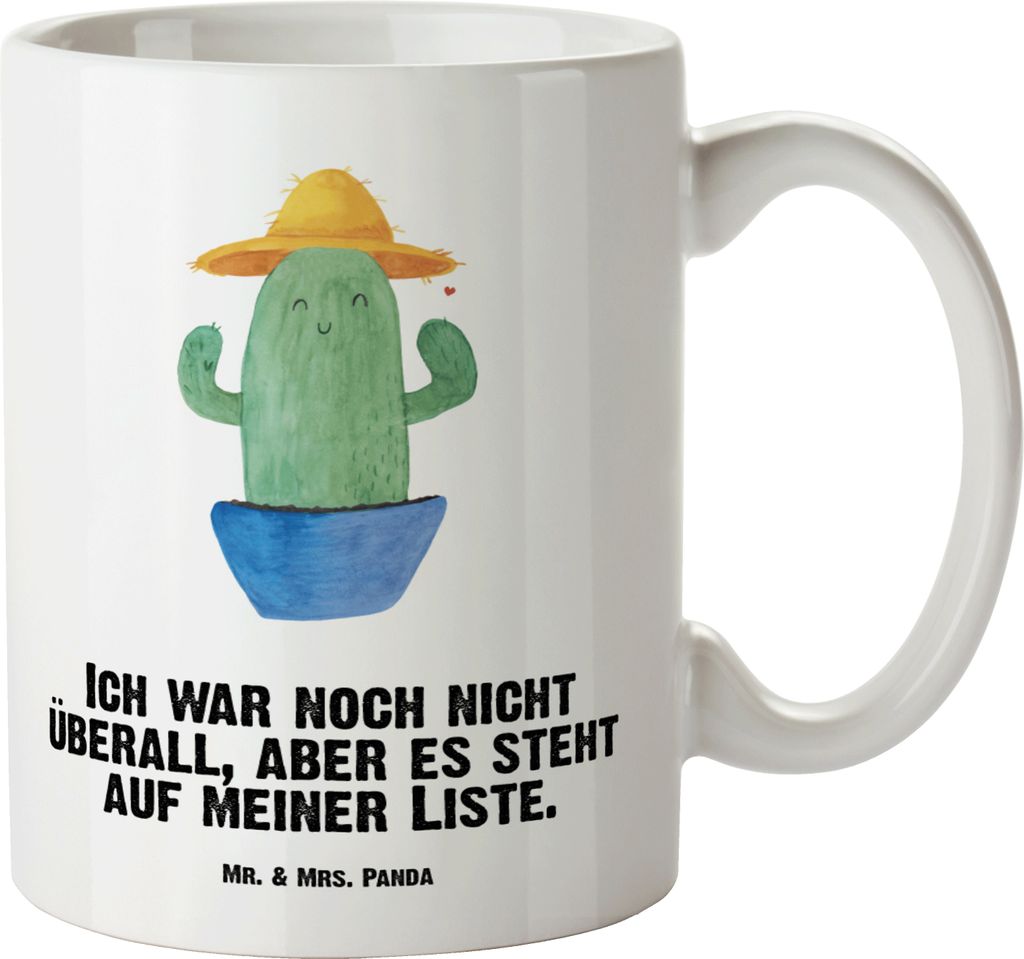 Mr. & Mrs. Panda Keramiktasse Kaktus Hut - Weiß - Geschenk, Reisen, Geschenkidee, Weltenbummler, Große Teetasse, Spruch, hochwertige tasse, Pott,...