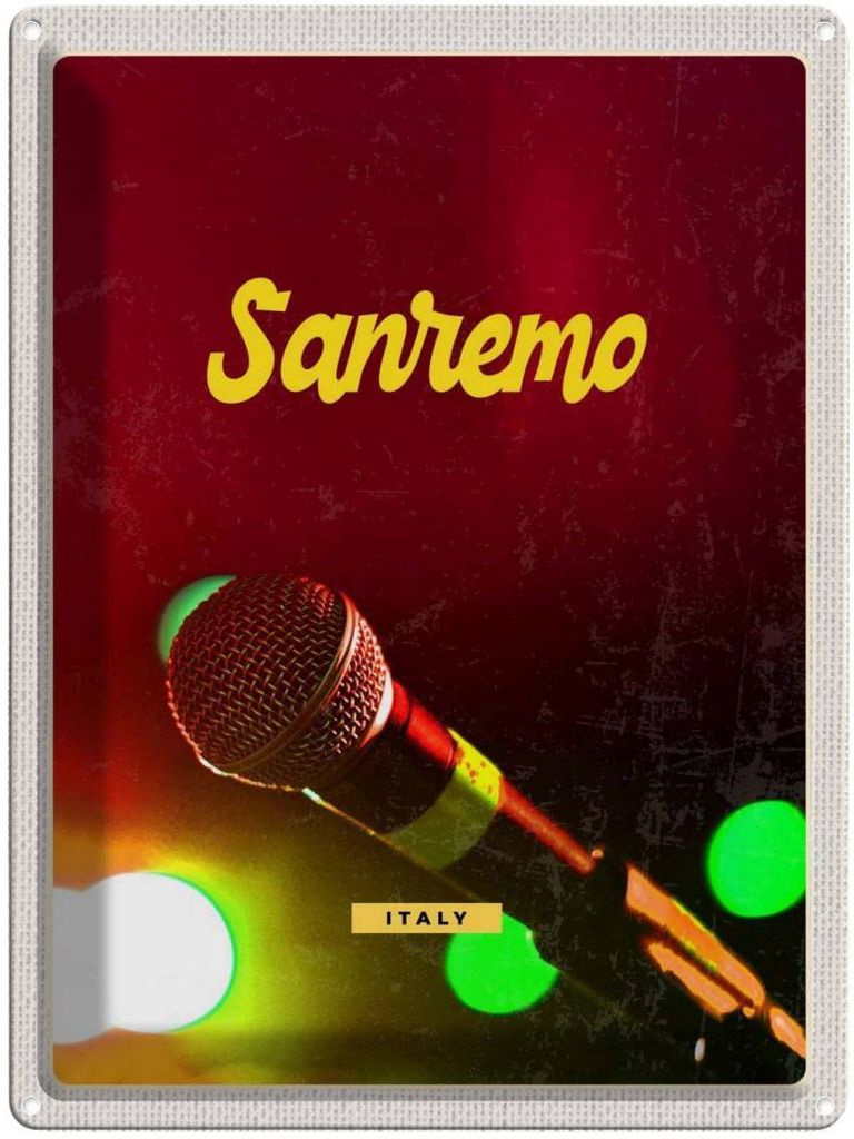 vianmo Blechschild 40x30 cm Sanremo Italien Urlaub Musik Band Auftritt Bildmotiv Reisemotiv Abenteuer Reisen Europa