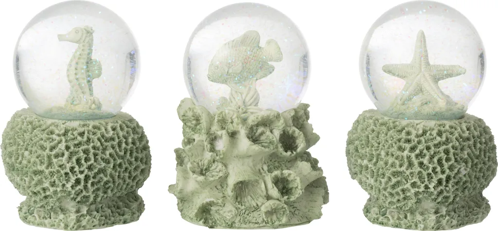 Boule à Neige Marine Vert Menthe J-Line Décoration d'Intérieur Thème Mer