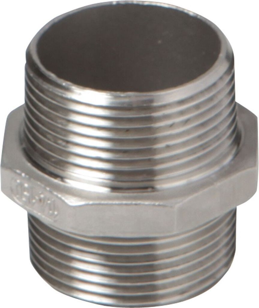 Edelstahl Fitting V4A Doppelnippel 3/4 Zoll Rohrnippel Produktbild 