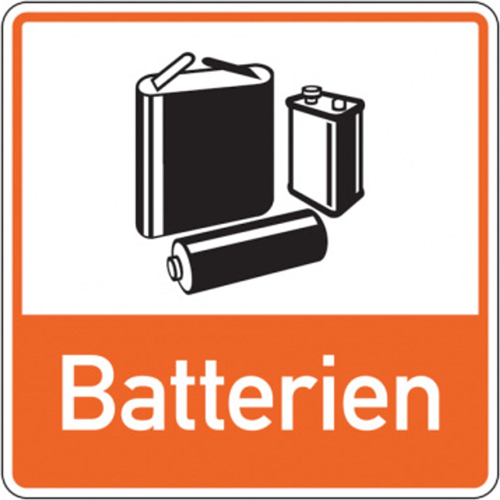 Dreifke Aufkleber Abfallkennzeichen, Batterien, orange, 100 x 100 mm, Folie,...