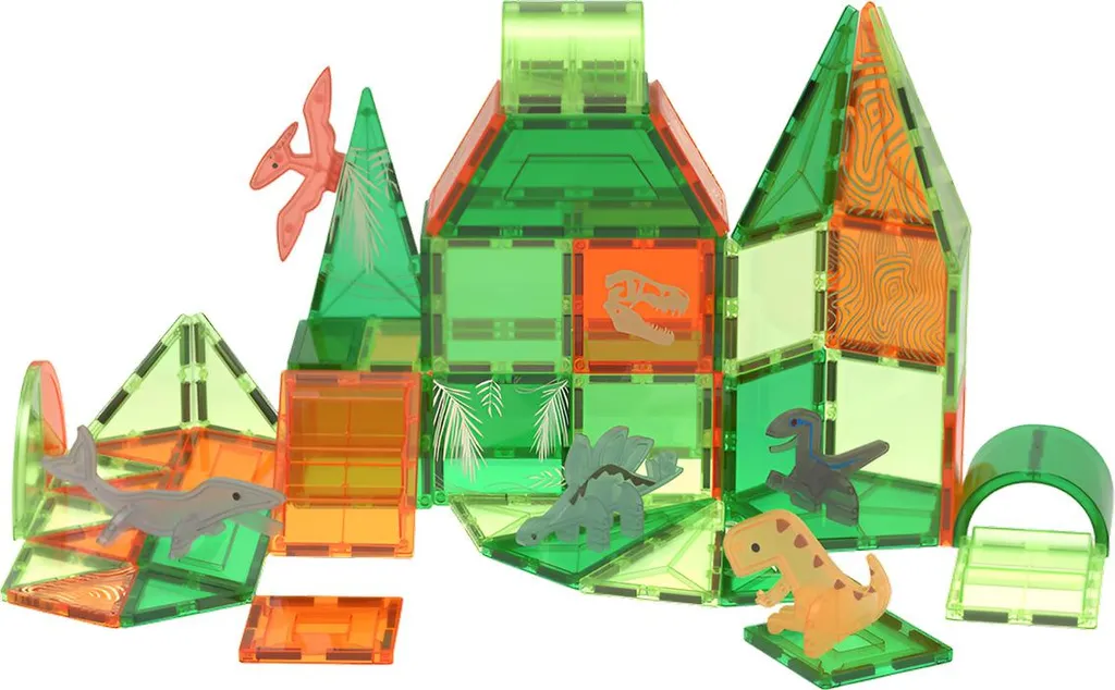 Jeu de Construction Magnétique 62 Pièces Jurassic pour Enfant Créatif