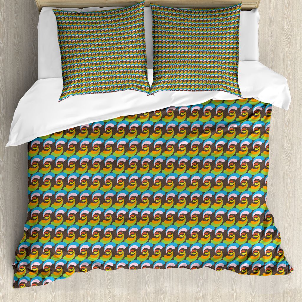 ABAKUHAUS Abstrakt Bettbezug Set für Einzelbetten, Bunte rhythmisches Motiv, Milbensicher Allergiker geeignet mit Kissenbezug, 200 cm x 200 cm - 8...