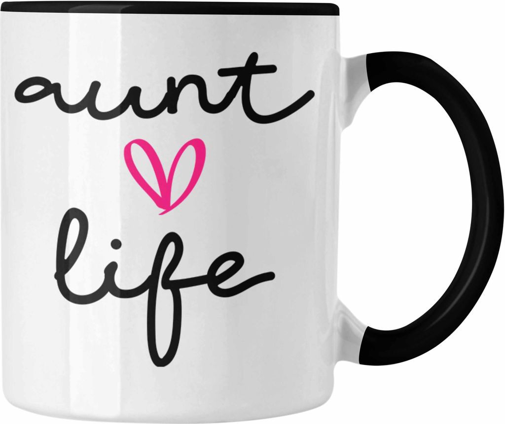 Trendation - Aunt Life Tante Tasse Geschenk für Beste Tante Kaffeetasse Geschenkidee Tante Geburtstag Lustig (Schwarz)