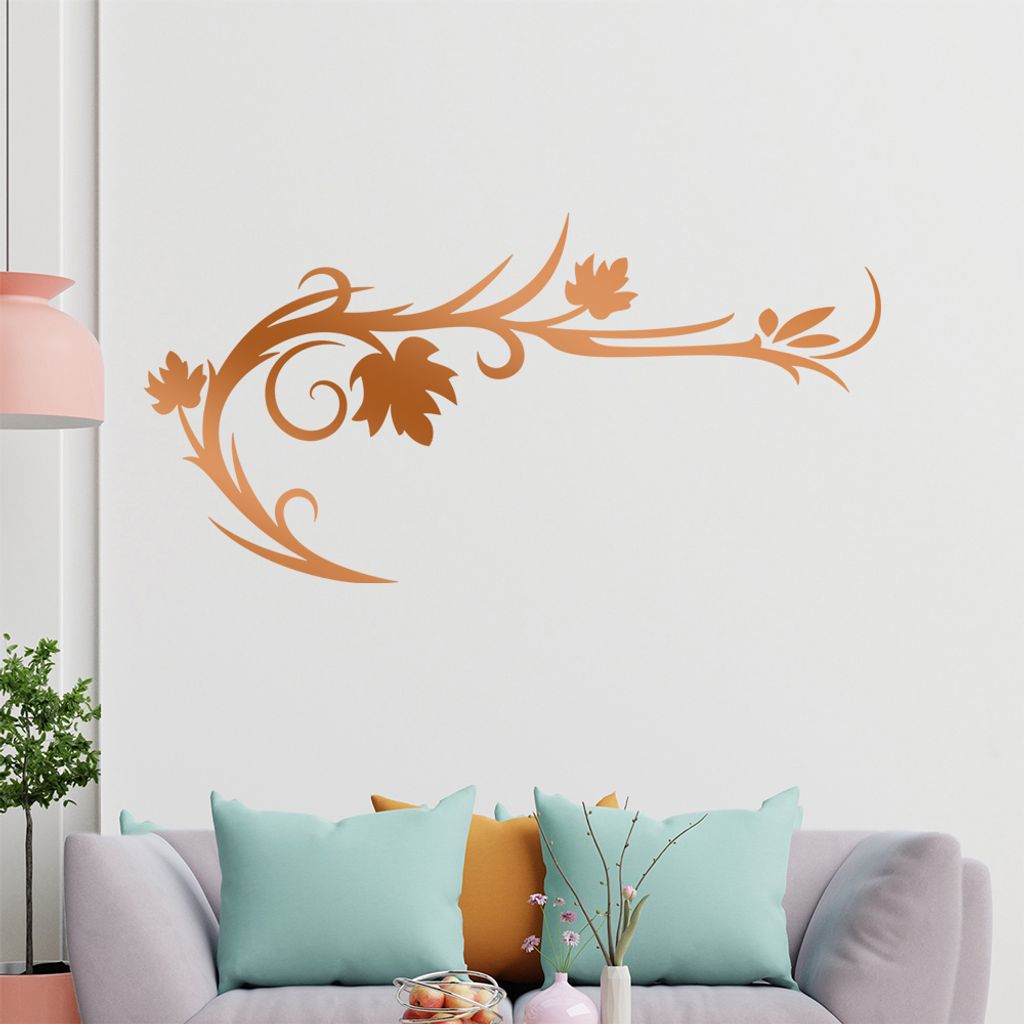 Blätter - Linien Wandtattoo in 6 Größen - Wandaufkleber Wall Sticker - Dekoration, Küche, Wohnzimmer, Schlafzimmer, Badezimmer