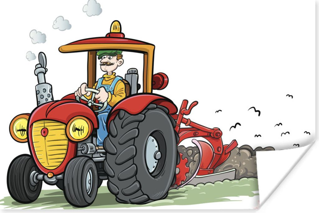 MuchoWow Poster Traktor - Landwirt - Rot 60x40 cm - Schlafzimmerdekoration