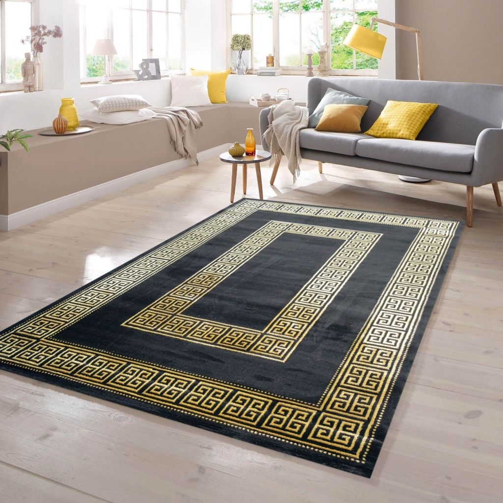 Teppich mit klassischer Bordüre in schwarz gold Größe - 200 x 290 cm