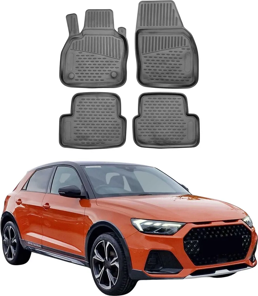 2018-2025 Audi A1 Sportback City Carver Allstreet Tappetini in Gomma Nero 4 pz