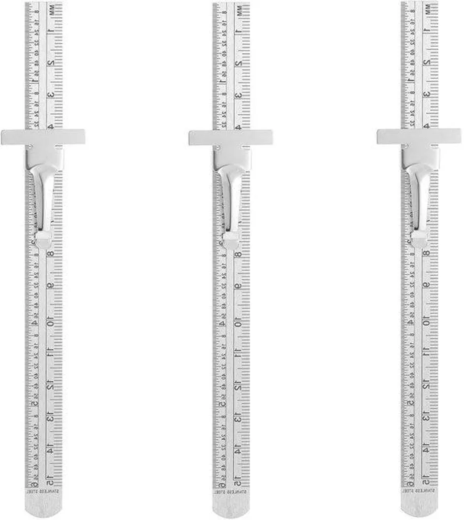 Règle métallique 15cm double graduation et clip amovible lot de 3