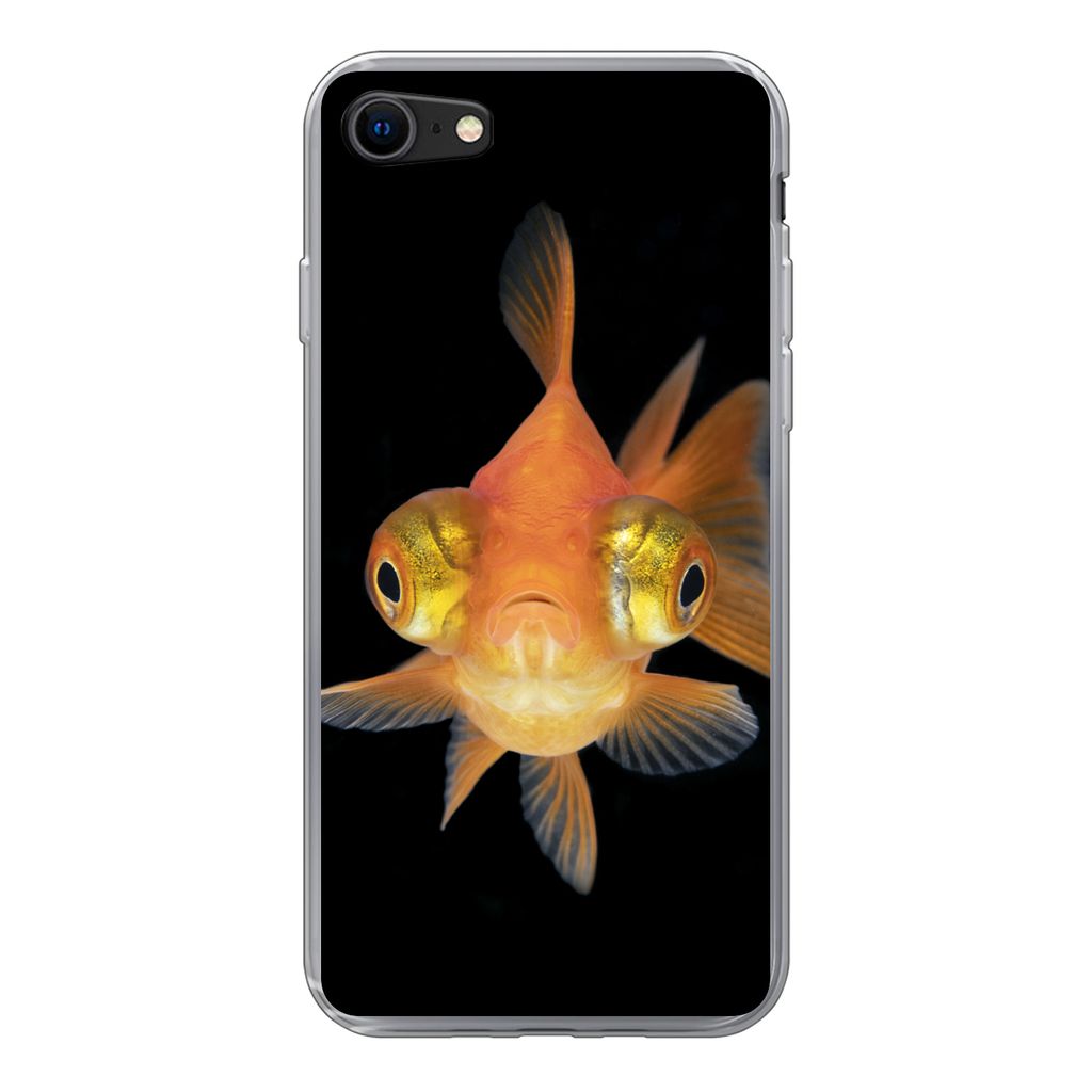 MuchoWow Handyhülle Schutzhülle Hülle für iPhone 8 Goldfisch - Meerestiere - Augen Silikon Softcase Handy Hülle - Schutzhaube