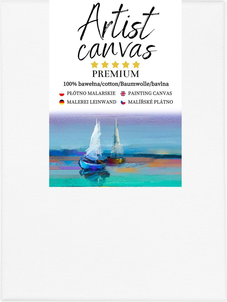 Tela su telaio, 100% cotone, 280 g/m², fondo bianco 70X110 Immagine del prodotto 