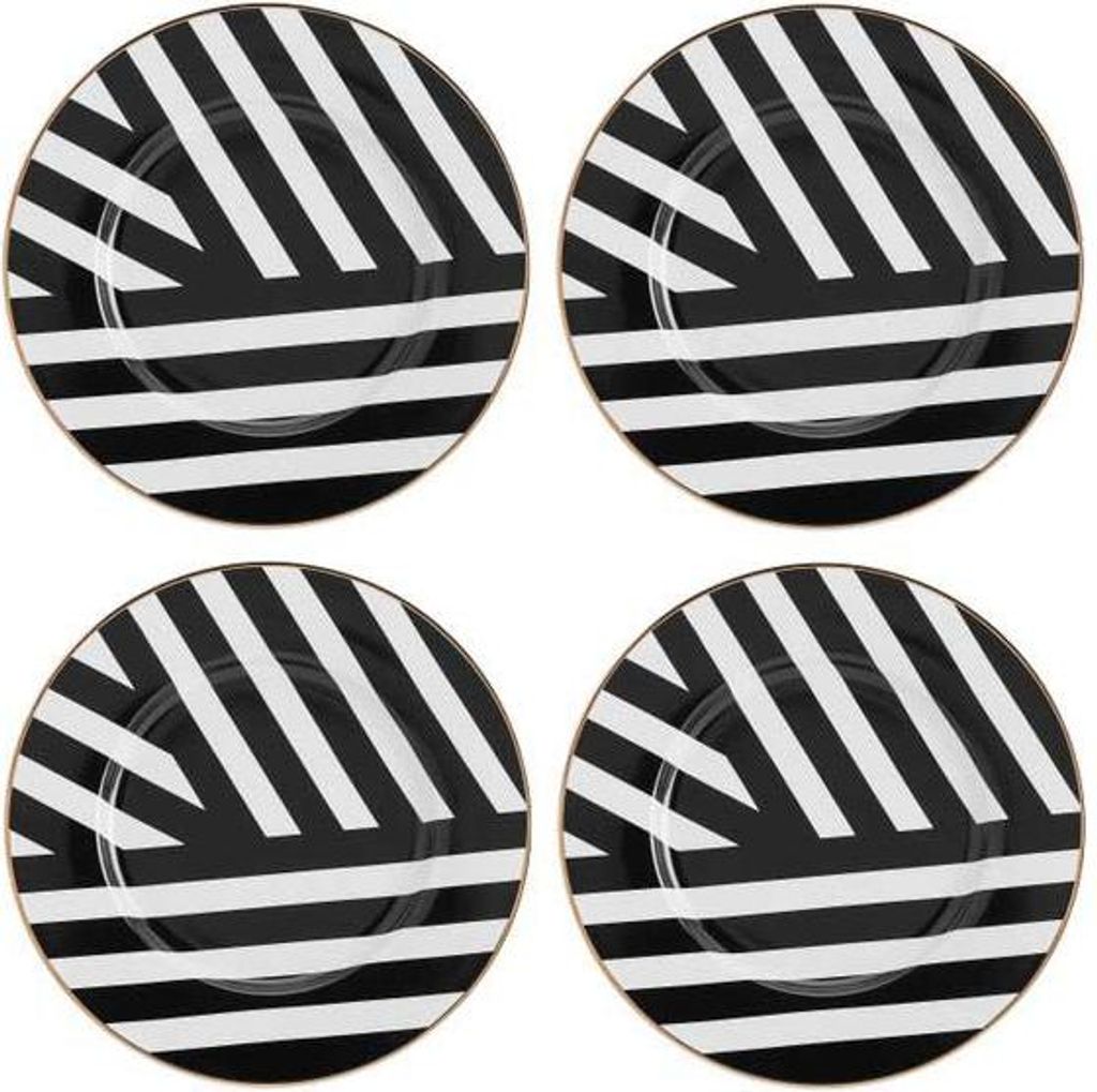 Mikasa Luxe Deco Dessertteller de Porzellan, Set de 4 kleine Dessertteller mit Deco Design Art, 21cm, Luxus-Teller für 4 - Geschenkverpackt & spü...