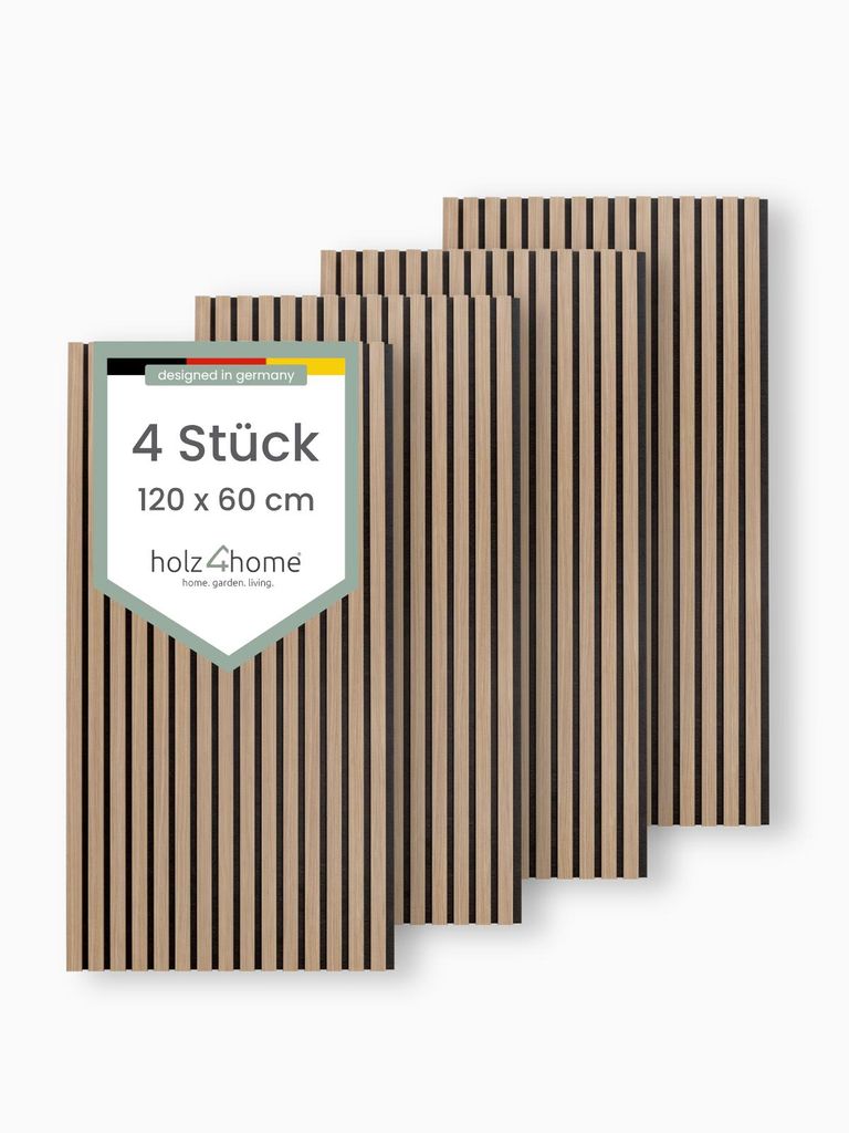 holz4home® 4er Set Akustikpaneele 120x60cm Eiche I Filz Produktbild 