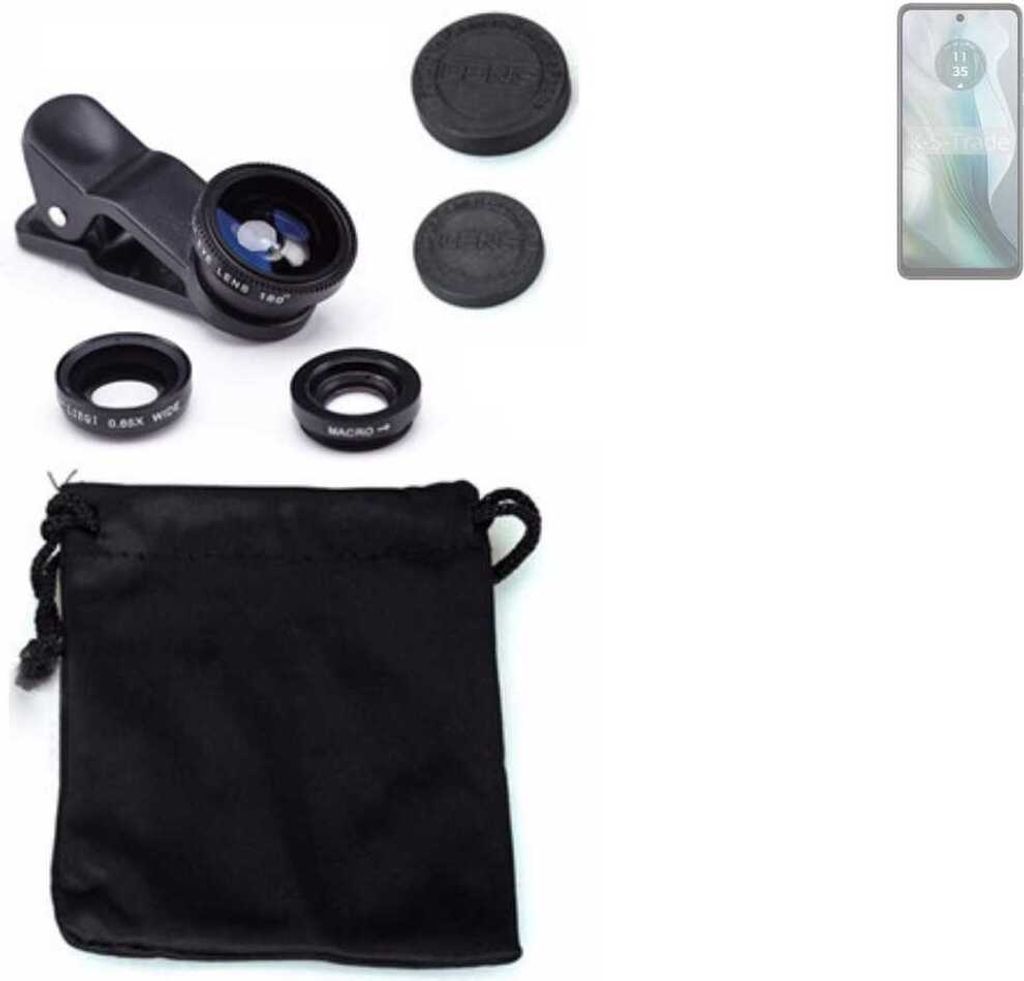 K-S-Trade Smartphone Kamera Linsen Set Kompatibel mit Motorola Moto E14 3in1 Clip-On Kamera Adapter Macro Weitwinkel FishEye Fischauge Objektiv Linse