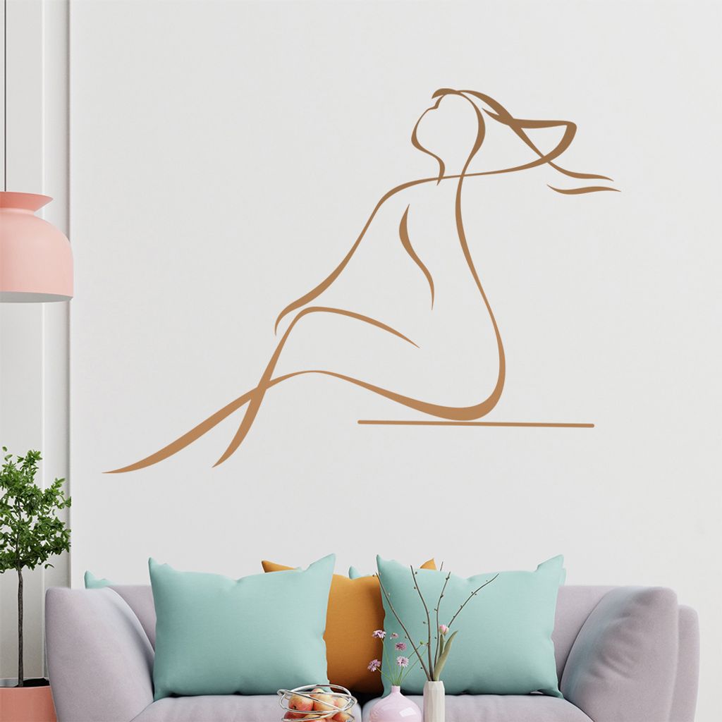 Frau sitzend Wandtattoo in 6 Größen - Wandaufkleber Wall Sticker - Dekoration, Küche, Wohnzimmer, Schlafzimmer, Badezimmer