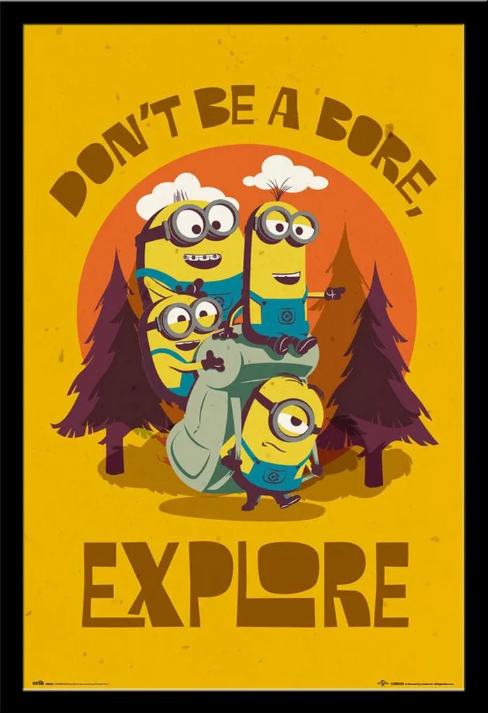 Poster Minions avec Cadre Prêt à Accrocher Shinsuke Protection Acrylique