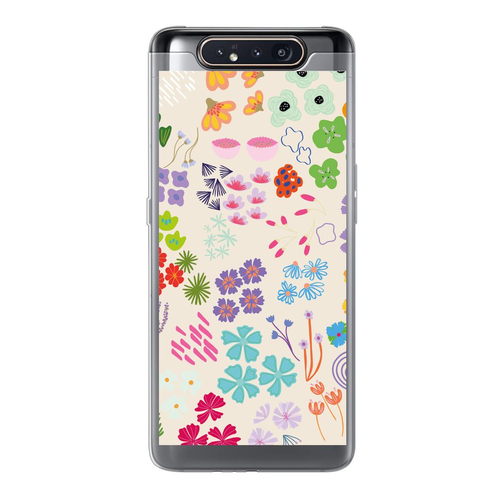 MuchoWow Handyhülle Schutzhülle Hülle für Samsung Galaxy A80 Blume - Muster - Anemone Silikon Softcase Handy Hülle - Schutzdeckel