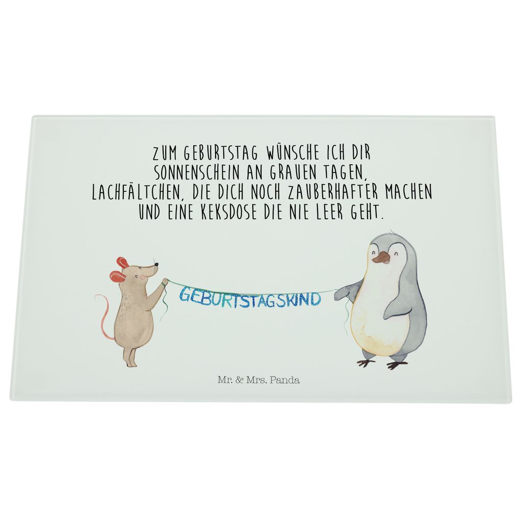 Mr. & Mrs. Panda Glasschneidebrett Maus Pinguin Geburtstag - Weiß - Geschenk, Küchenbrett, Schneidplatte Glas, Schneidebrett Aus, schneidbrett, H...