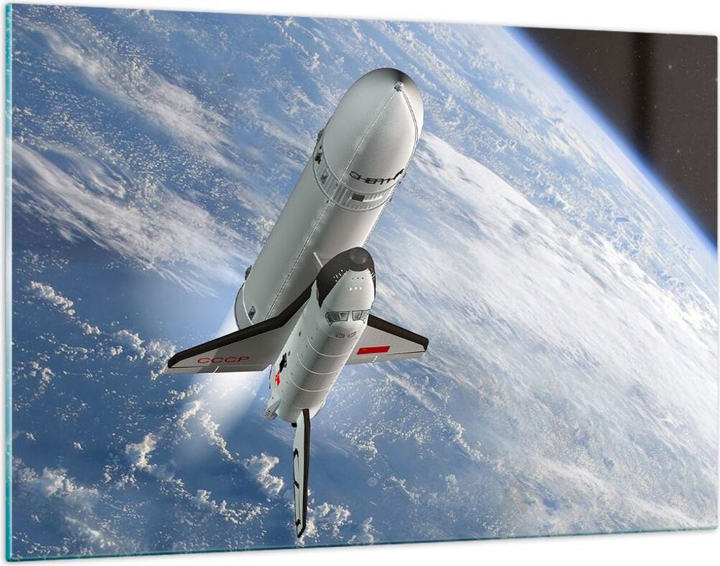 Bilder auf glas - Himmel Rakete Kosmos Planet - 120x80cm - Glasbilder - Wandbilder - Kunstdruck - zum Aufhängen bereit - Wanddekoration aus Glas -...