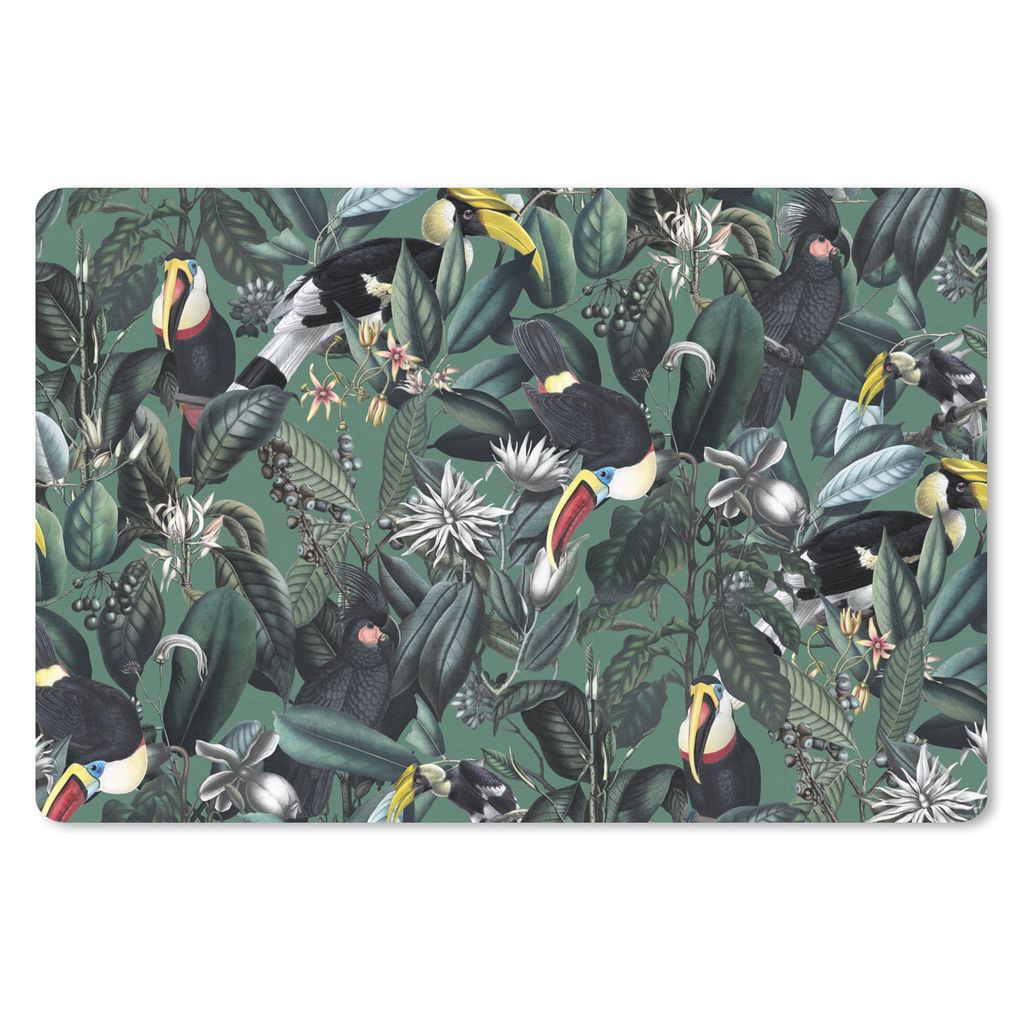 MuchoWow Mauspad Mousepad Blumen - Vogel - Blätter 27x18 cm - Mousepads - Maus Mat - Pad - Mausunterlage - Büroartikel - Desk Matten
