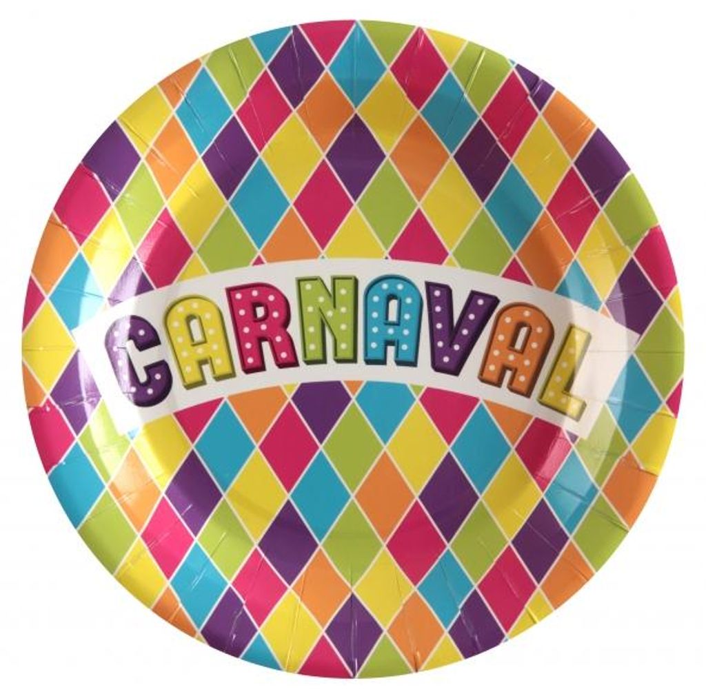 10 Papp-Teller Carnaval Karneval Raute Produktbild 