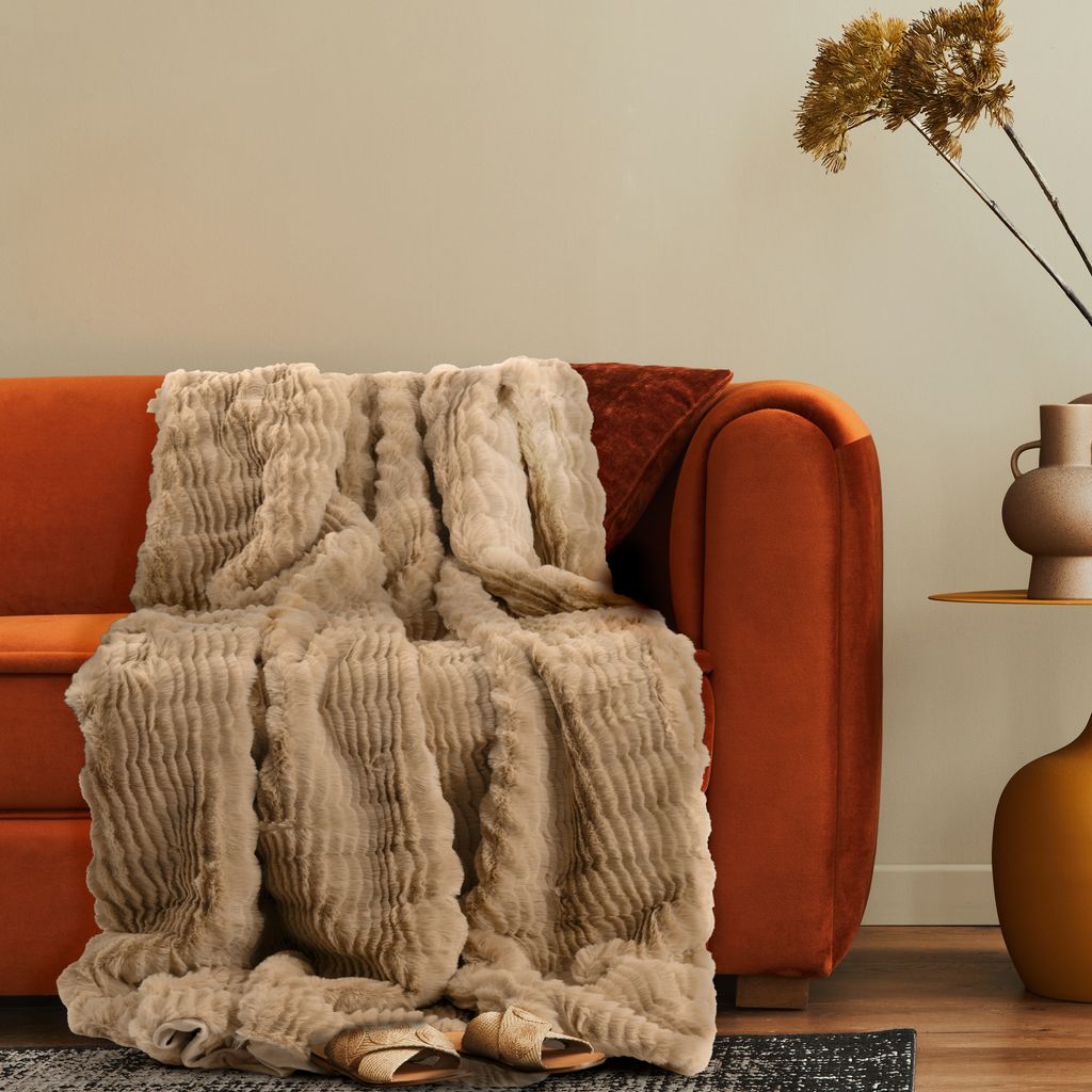 Deko Wohnzimmer Decke Kuscheldecke Tagesdecke Sofadecke Waschbar Schlafzimmer 200x240cm Beige