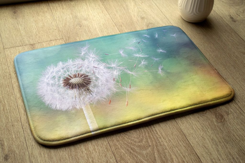 Badteppich Saugfähige - Badezimmer Teppich - Rutschfester Badvorleger Badematte - 90x60 cm - Pflanze Kugelfisch