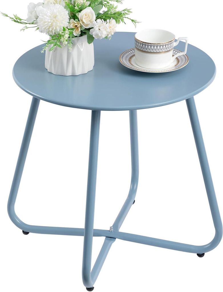 Kleiner runder Outdoor Beistelltisch, wetterfest, in Grau Produktbild 