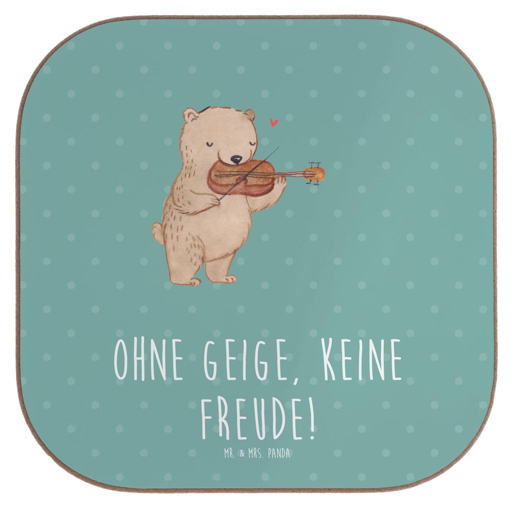Mr. & Mrs. Panda Untersetzer für Gläser Geige Freude - Meeresbrise - Geschenk, Instrument, Musik, Folklore, Orchester, Lernen, Kammermusik, Tisch...