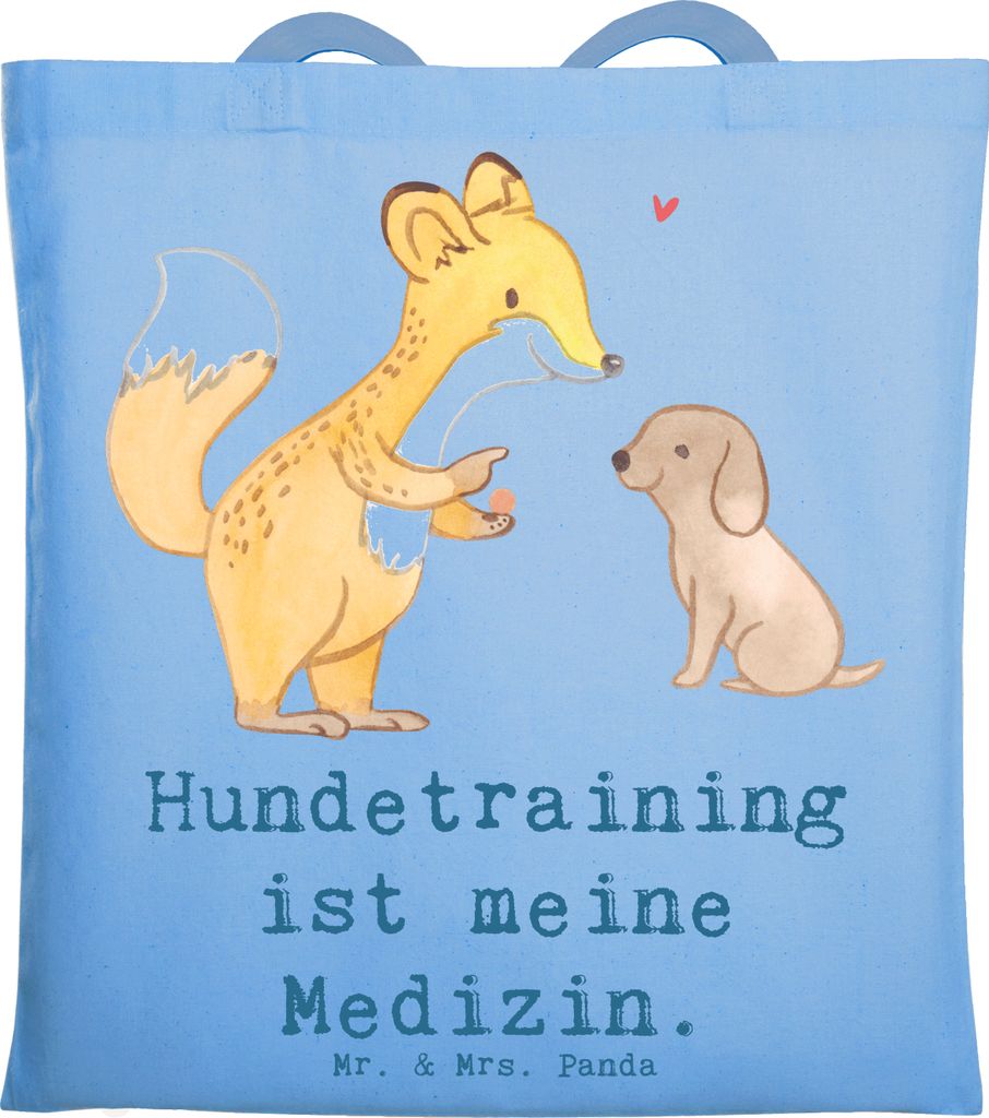 Mr. & Mrs. Panda Tote Bag Fuchs Hundetraining - Sky Blue - Geschenk, Hundeerziehung, Tasche, Stoffbeutel, Laptoptasche, Hundeschule, Shopping, Schu...