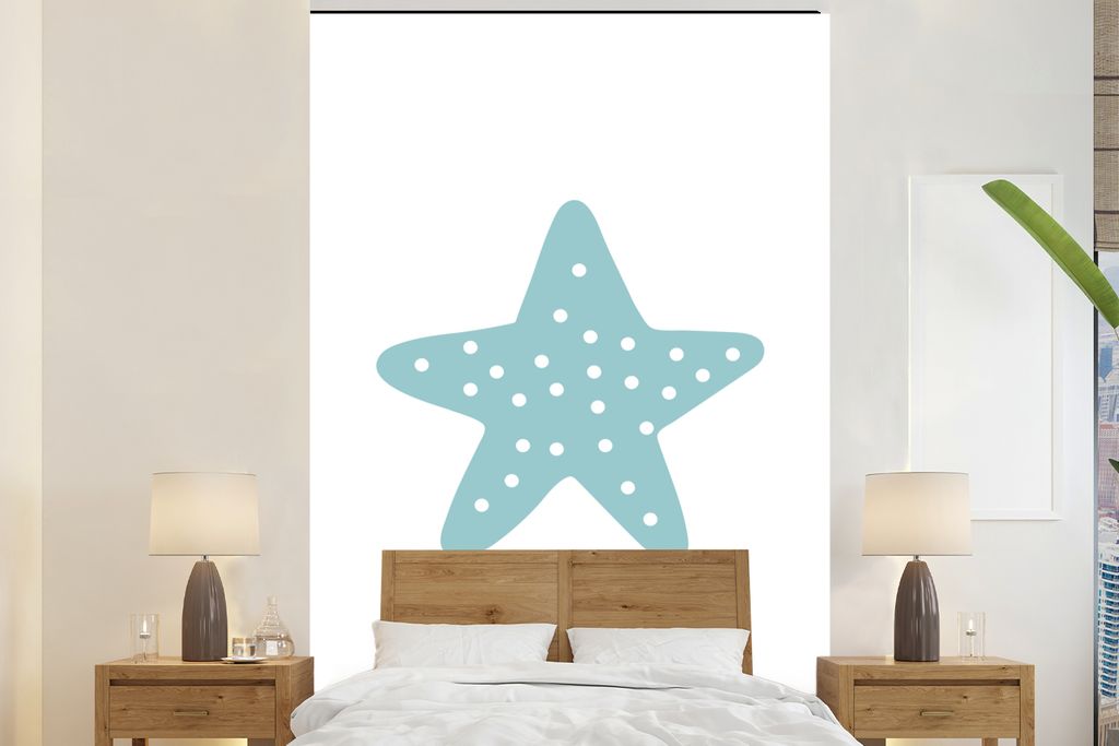 MuchoWow Fototapete für Wohnzimmer oder Schlafzimmer Wandtapete Vinyl Motivtapete Stern - Punkte - Pastell - Mädchen - Jungen - Kinder - 200x30...