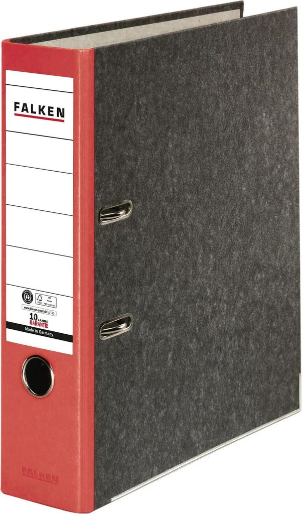 Falken 20x Ordner RC-Wolkenmarmor A4 farbiger Rücken 80mm Rücken rot 80024516F
