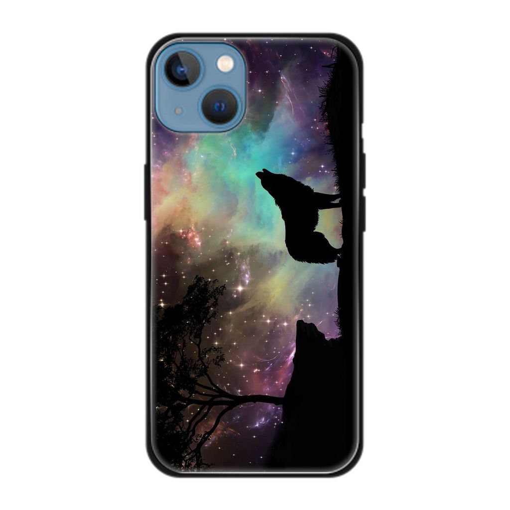 König Design Hülle kompatibel mit Apple iPhone 13 Kunststoff Soft Handyhülle - Handy Case Wolf Abendhimmel