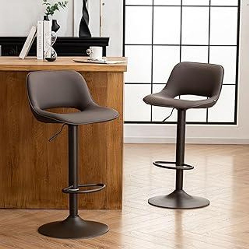 YOUNIKE Barhocker 2er Set, Barstühle Bar Stool Höhenverstellbar Drehstuhl, Küchenstühle Tresenstuhl mit Hohler Rückenlehne, Hohe Barhocker fü...