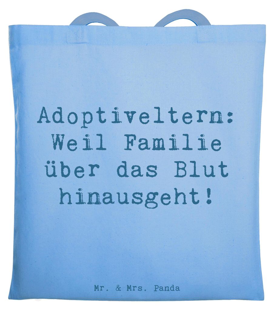 Mr. & Mrs. Panda Schultasche Spruch Adoptiveltern Liebe - Sky Blue - Geschenk, Lächeln, Freude, Jubiläen, Weihnachten, Baumwolltasche, Handgemach...