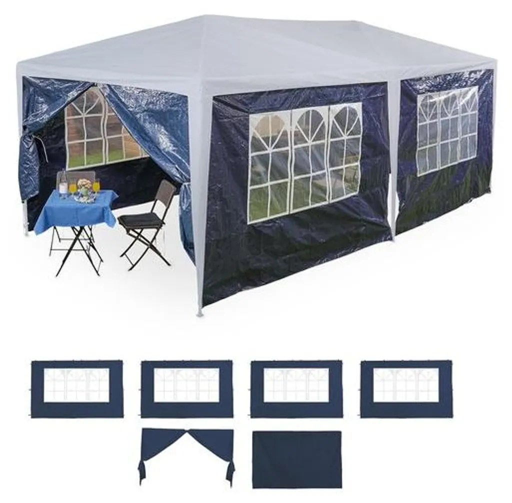 Tente de réception bleue 3x6m étanche - Solution anti-pluie lot de 6