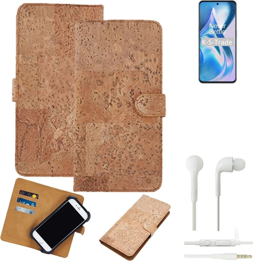 K-S-Trade Hülle kompatibel mit OnePlus Ace + in ear Kopfhörer Kork Handyhülle Cover Schutzhülle TPU Case Bumper in Hellbraun, (1x)