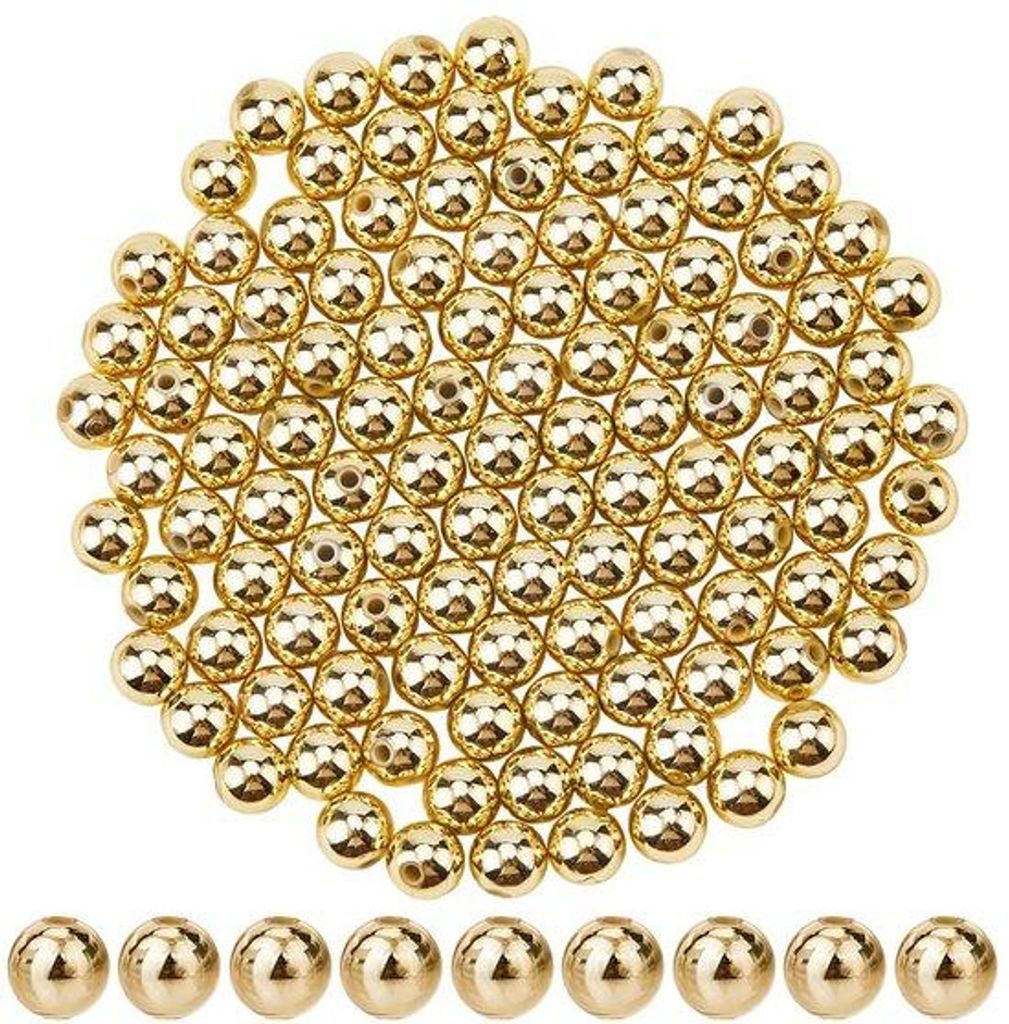 Gelbe Gegenstände - Goldfarbene Runde Spacer - 300 Stück 10 mm