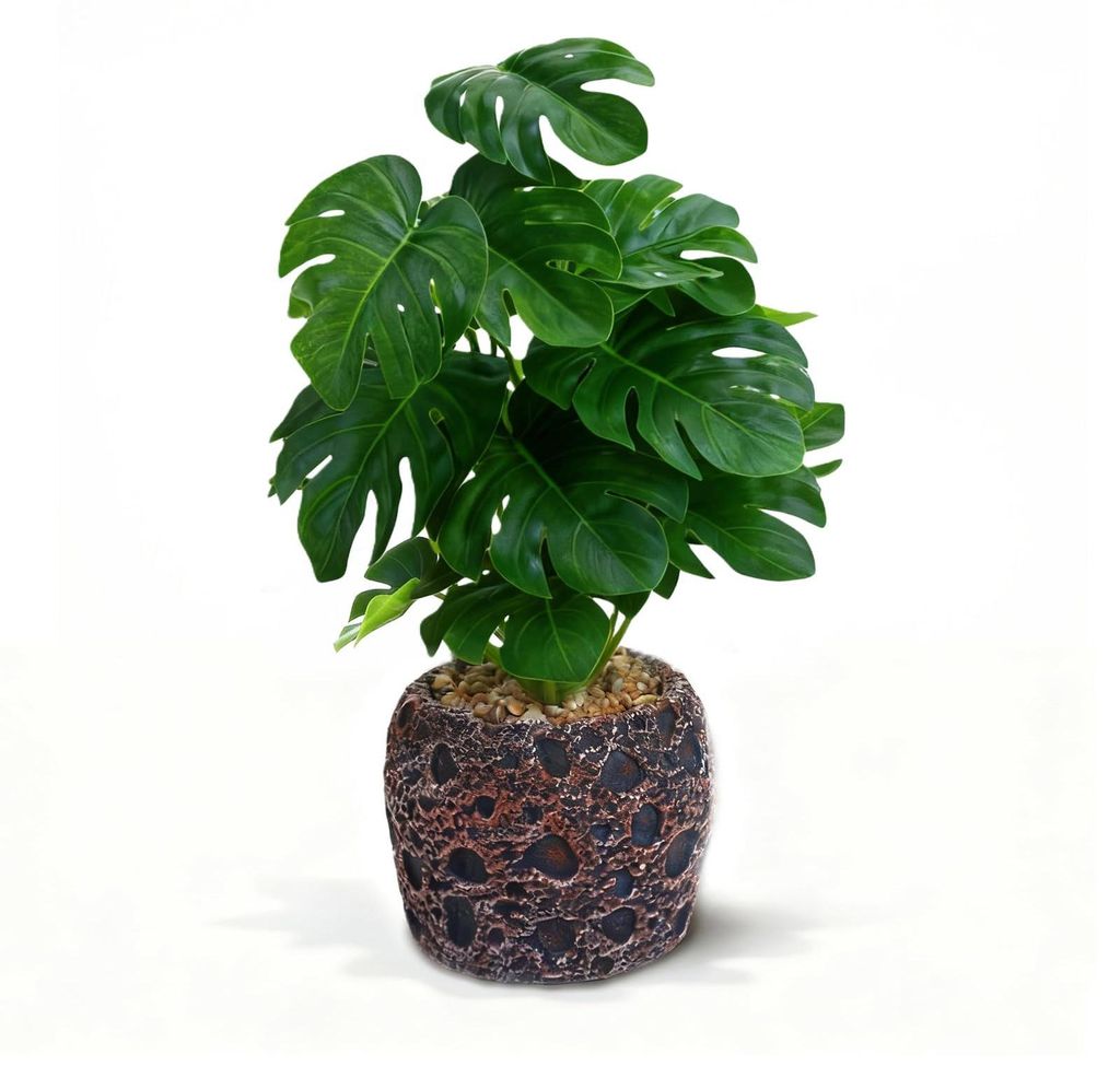 Künstliche Monstera-Pflanze, künstliche Grünpflanze im Topf, 30 cm. Künstliche Pflanzen, die echten Grünpflanzen täuschend ähnlich sehen, k...