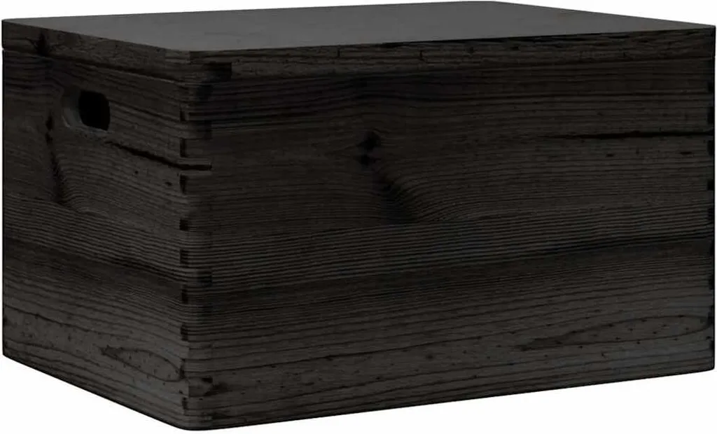 Caisse bois noir pour organisation maison 40x30x23 cm rangement polyvalent